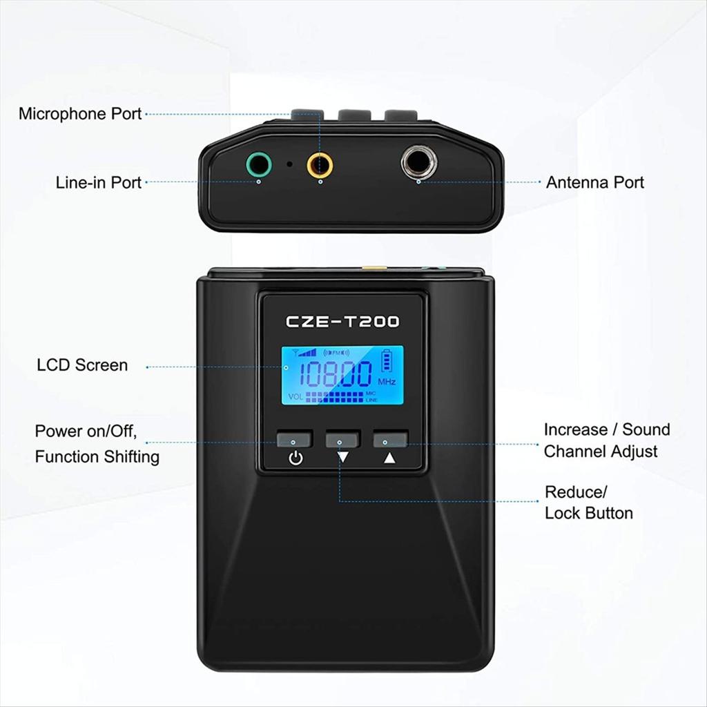 0.2W 200mW Professional FM Radio Portable Transmitter 76-108MHz Adjustable Transmissor