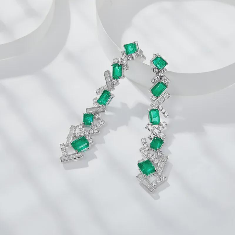 Серьги-кисточки из стерлингового серебра 925 пробы с изумрудным покрытием, позолоченные 18 карат, с легким роскошным дизайном для вечернего наряда