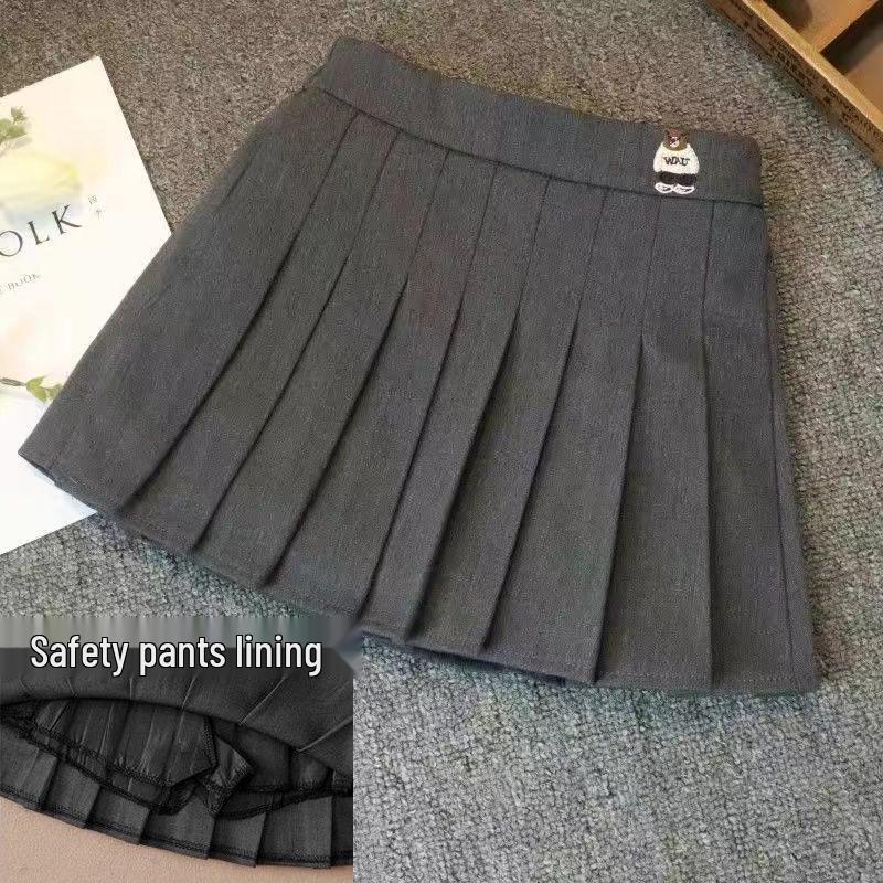 Клетчатая плиссированная юбка для девочек - Осень/Зима 2023, Модная короткая юбка в корейском стиле