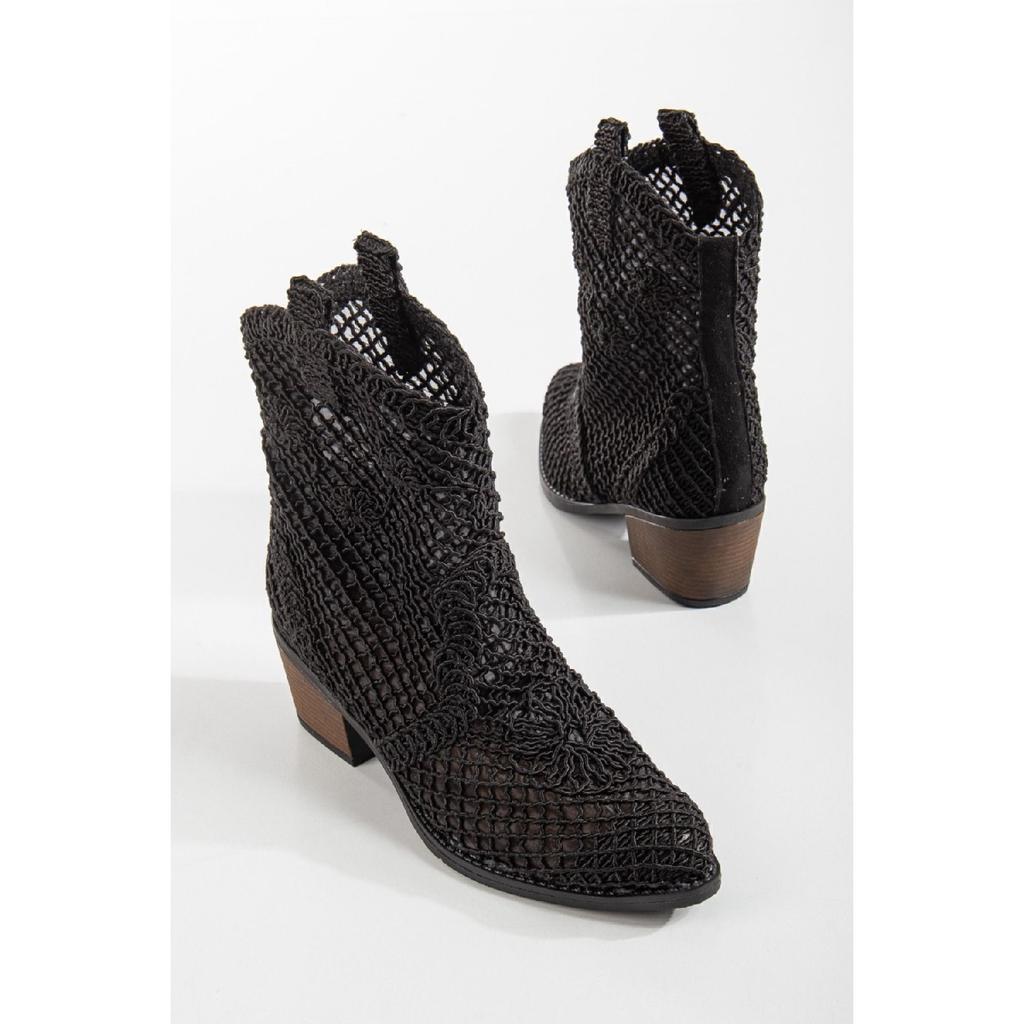 Летние женские ковбойские сапоги в стиле вестерн из кружевной ткани бежевого цвета Lotus