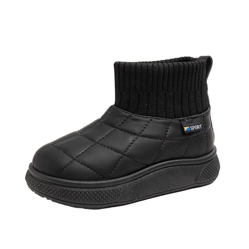 Children's cotton shoes, girls' snow boots2026New autumn and winter short boots with fleece lining for boys, thickened, warm, waterproof, and