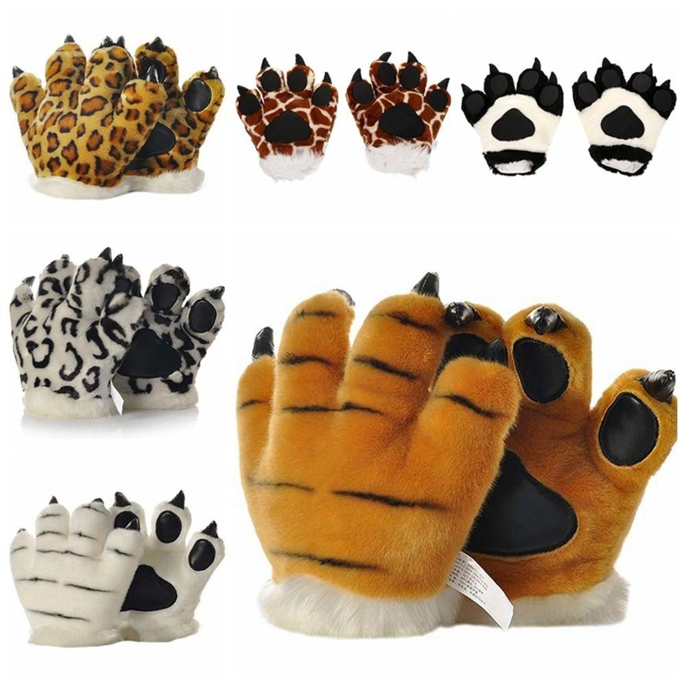 Stuffed Animal Tiger Claw Gloves Leopard Giraffe Animal Paw Gloves   Children Gifts