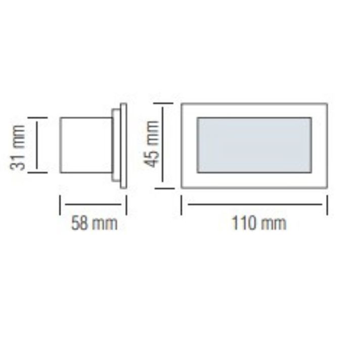 Applique murale LED - HOROZ ELECTRIC - Rectangulaire - 1.2W - IP54 - Aluminium, Acier inoxydable