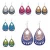 Mixed Color Large Ethnic Earring Hollow Out Vintage Dangle Earrings Wood Drop Earrings  Party