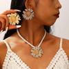 Retro Exaggeration Personality Design Hip Hop Sunflower Pendant Necklace Earrings For Women