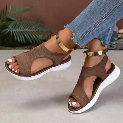 Женская обувь 2025 года Слипоны Женские сандалии Летние повседневные сандалии Женская обувь на плоской подошве Женские слингбэки с круглым носком Плоские сандалии