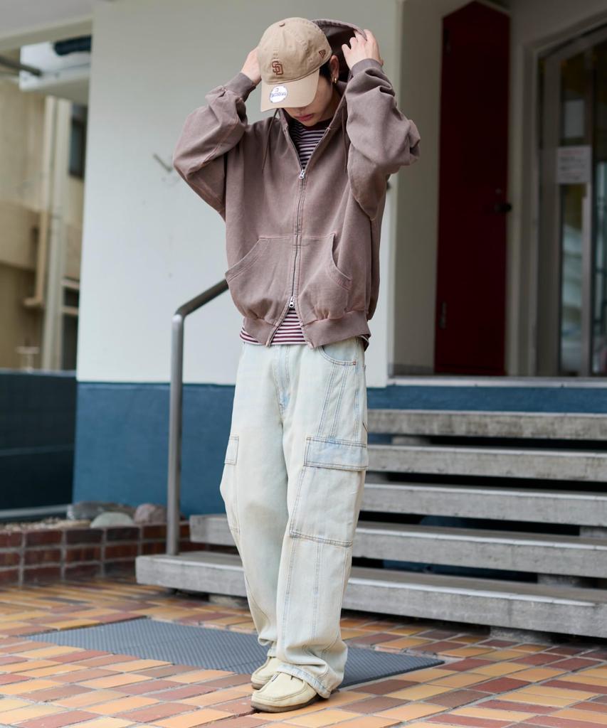 WEGO Толстовка с двойной молнией оверсайз однотонная повседневная размер L коричневая мужская, посадка, цвет, уличная одежда осень/зима, подарок, L,