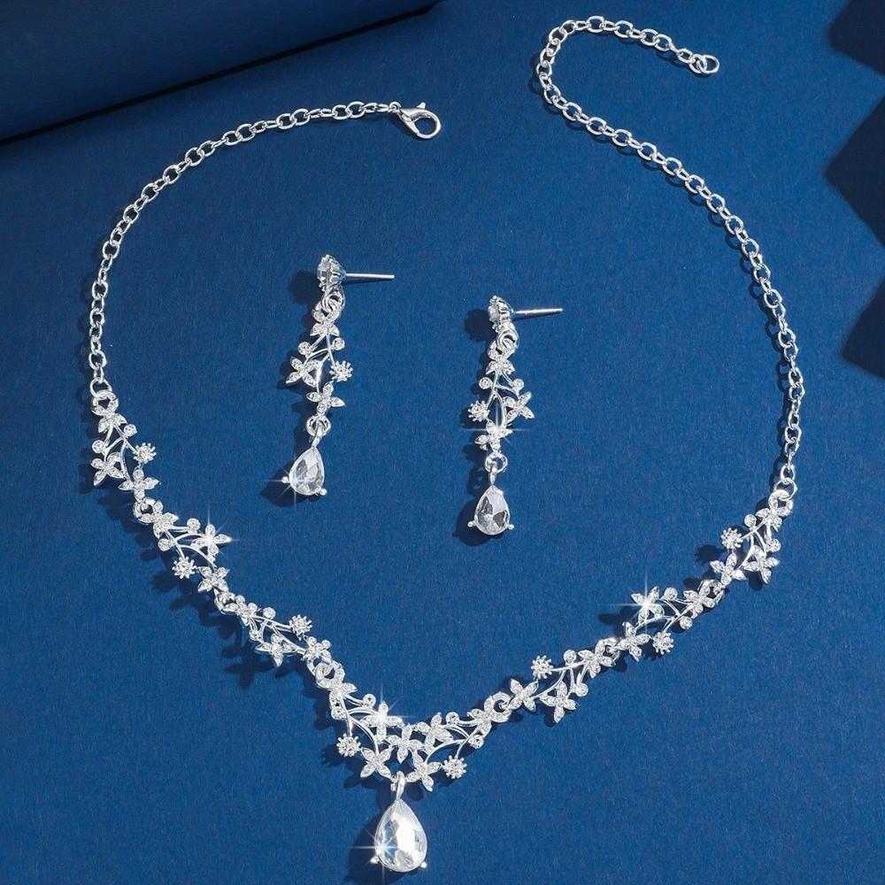 Elegant Necklace Earring Set Sparkling Crystal Bridal Necklace Wedding Jewelry Bridal Wear