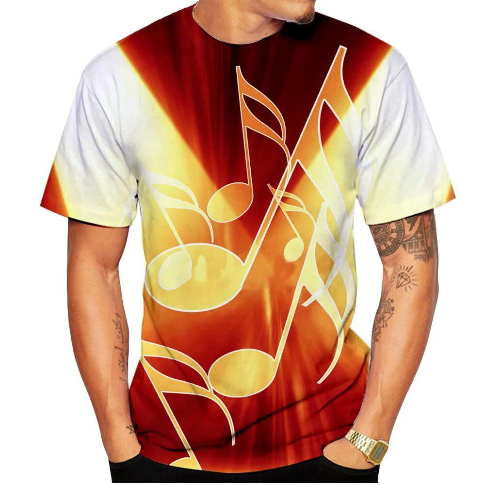 Summer Musical Note 3D Printed T-Shirts Streetwear Casual Men Women Fashion Short Sleeve T Shirt O-Neck Male Tees Tops Clothing