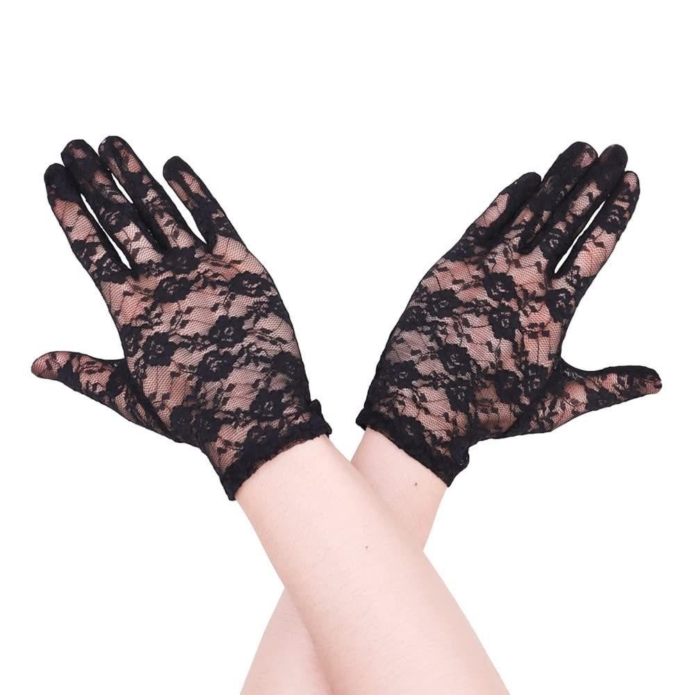 Elegant Short Sunscreen Gloves Thin Hollow-Out Mittens Fashion Party Gloves For Women Female