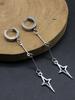 1pair Gothic Jewelry Cross Star Drop Earrings Punk Charms Stitching Rivet Earrings for Women Korean Fashion Accessories