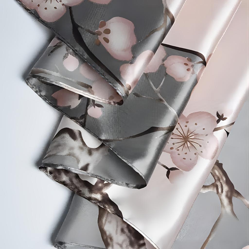 Spring and Summer Elegant Floral Print Scarf 90*90cm Square Scarf Scarf Satin Silk Scarf Women's Headscarf