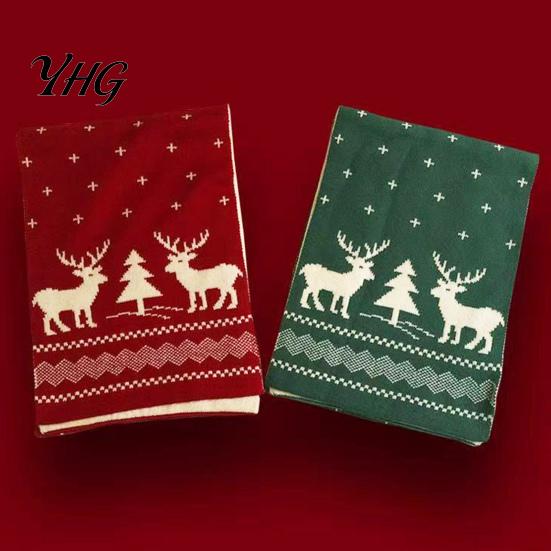 Fashionable Winter Holiday Gift Knitted Scarf for Women, Reversible Fair Isle Snowflake Reindeer Daily Commuting Warm Scarf, Soft Long Wrap Christmas