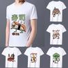 Man's White Print T-Shirt Cute Pattern Series Men Tee Shirt Summer Student White Printing Male Short Sleeve Tops Clothes