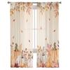 Thanksgiving Fall Pumpkin Leaves Sheer Curtains For Living Room Bedroom Tulle Curtain For Kitchen Voile Curtain Blind Panels