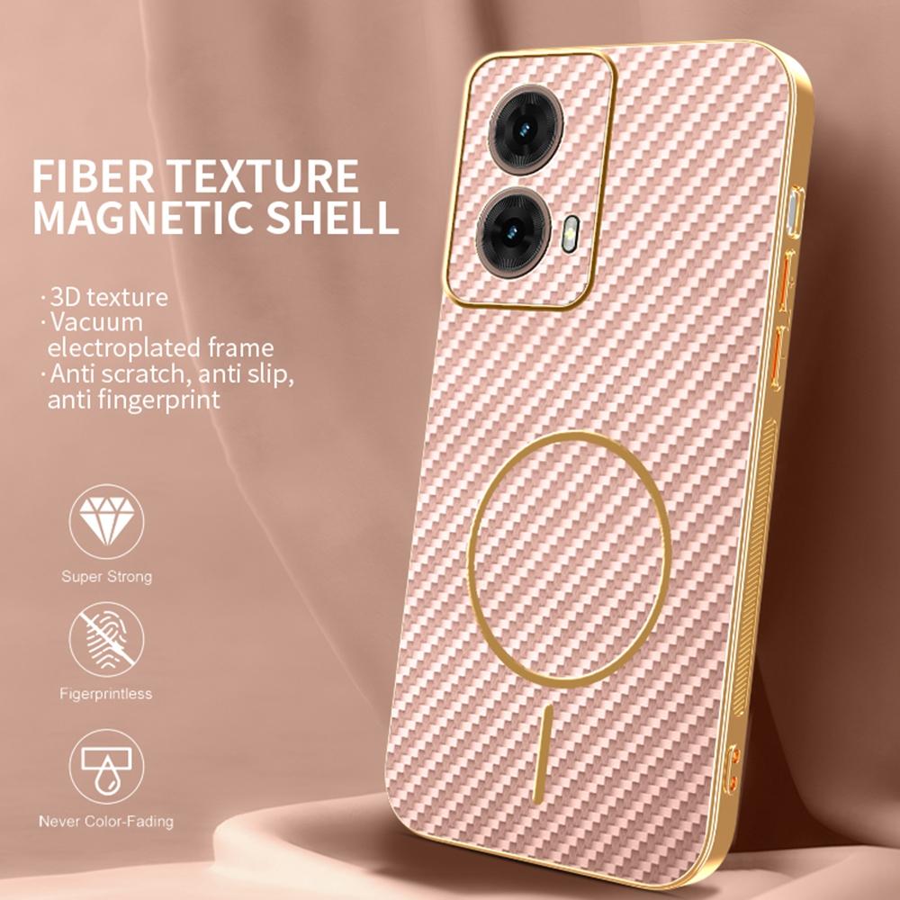 For Motorola Moto G84 5G Phone Case Carbon Fiber Textured Electroplated TPU Back Cover