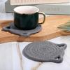 2 PCS Cute Coasters, Absorbent Fabric Mug Pads Cat Ear Shape Large Size Coasters for Drinks Handmade Braided Cotton Coaster for Wooden Table Tabletop