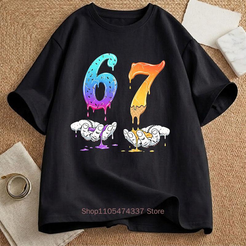 Six Seven Graphic Print Tshirts Summer Unisex Unisex Casual Fashion Funny Loose Streetwear Tops Crew Neck Short Sleeve Tshirts