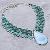 Owyhee Opal, Blue Topaz Handmade 925 Sterling Silver Necklace 18" A1V72