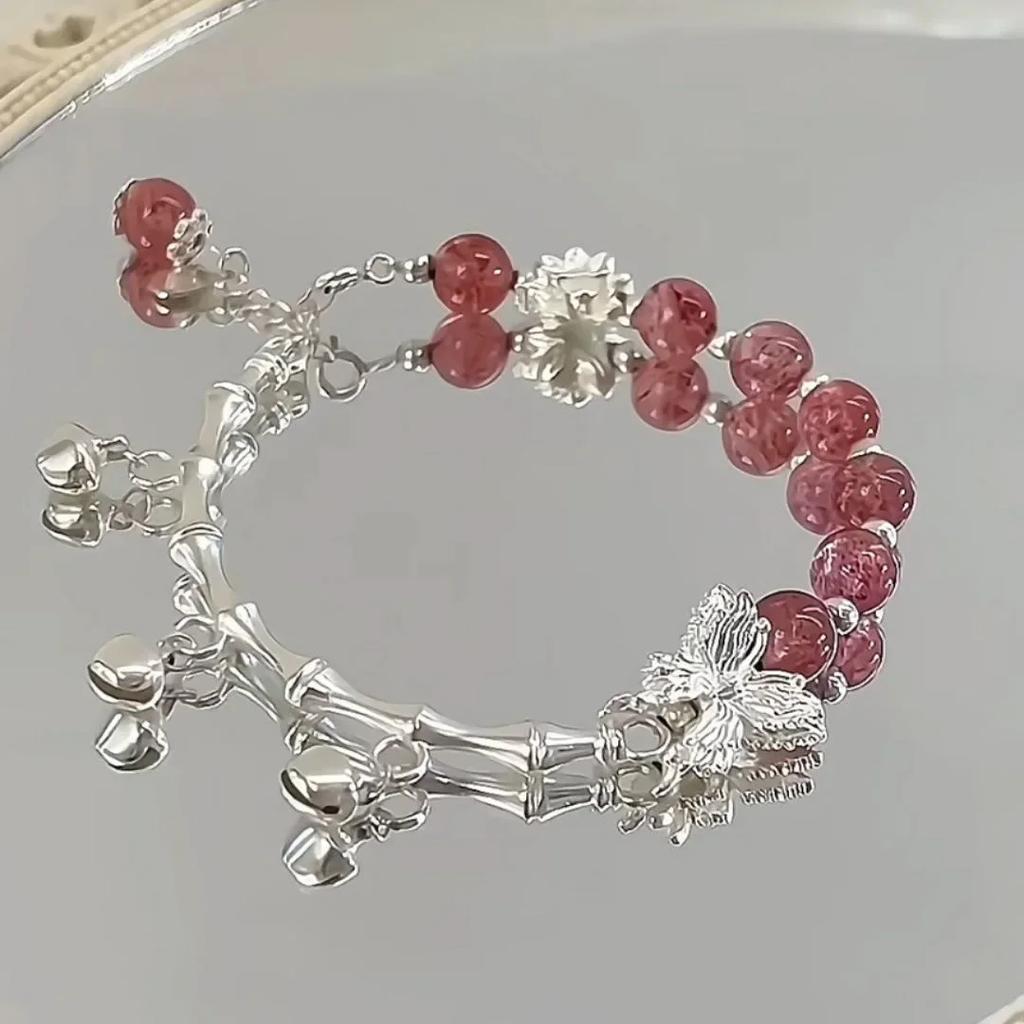 Colour Crystal Flowers Butterfly Pendant Beaded Bracelet for Women Multi Style Sweet Chain Charm Bracelets Girls Jewelry Gifts
