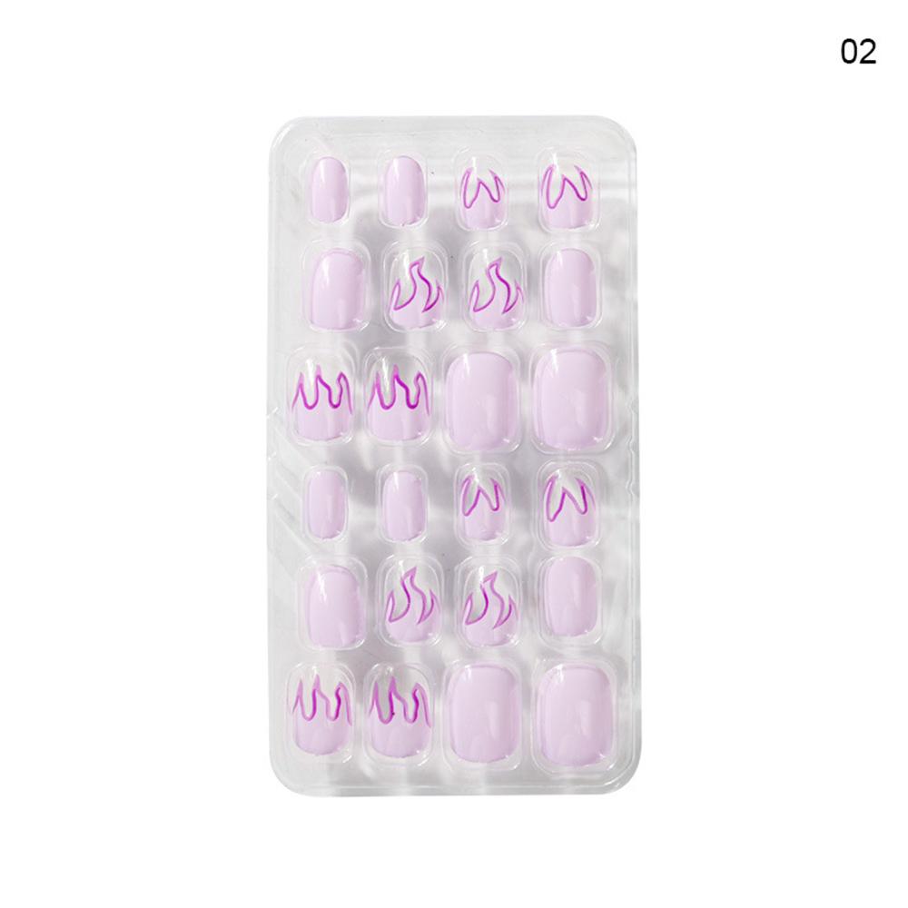 On Halloween Glue Self Bat Fire Nail Art Decorations Manicure Fake Nail Tips Short False Nails