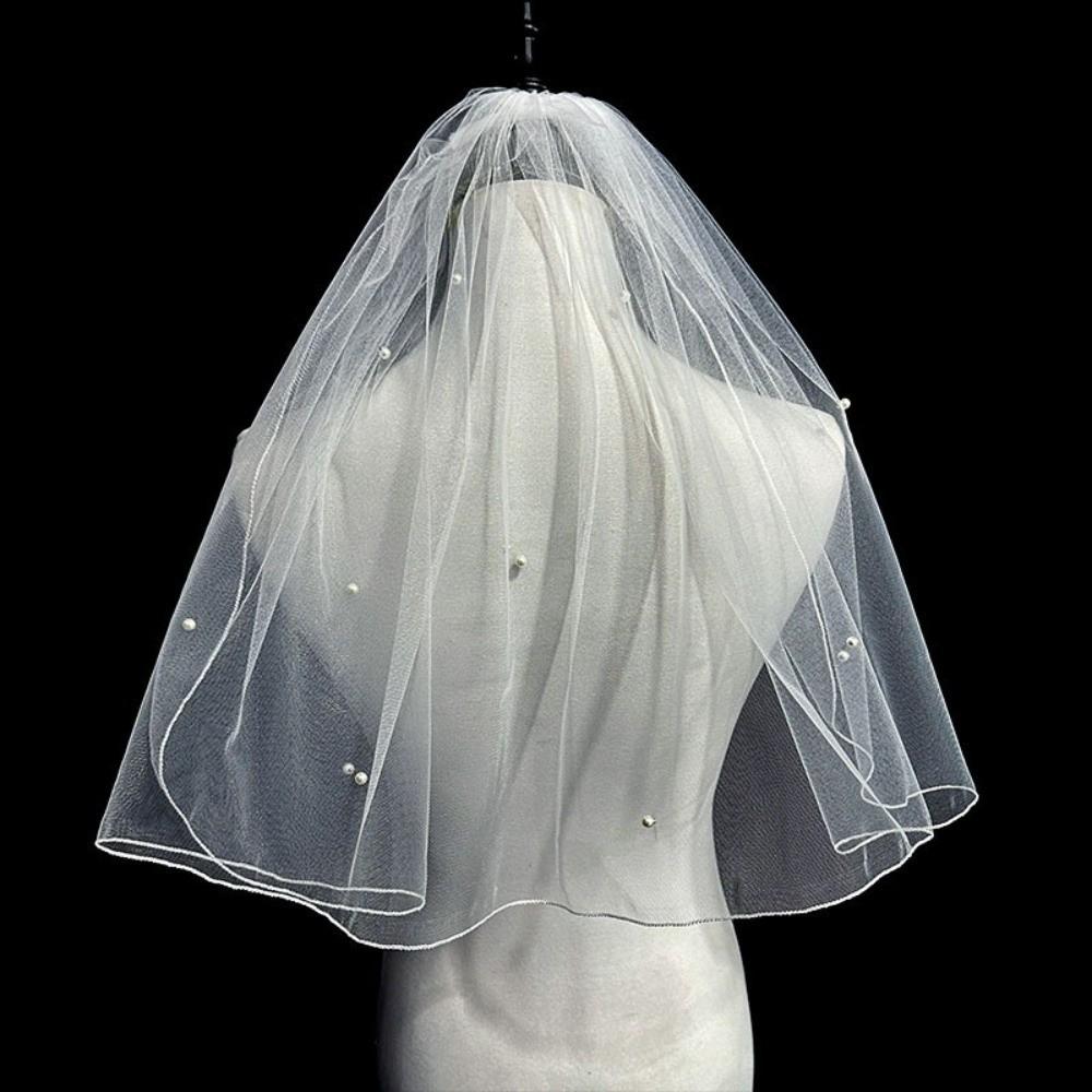 Mesh Bridal Veil Two Layer Bow Veils Simple Wedding Veils Women/Girls
