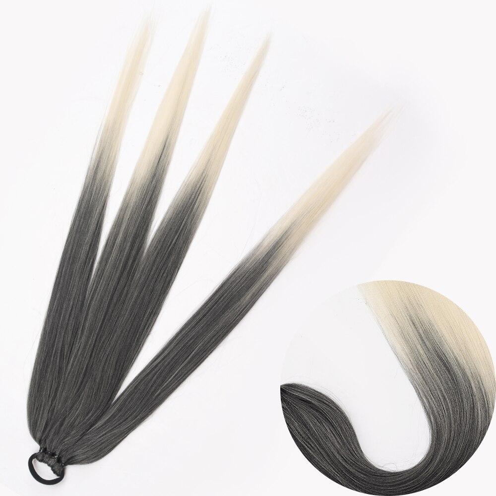 MISS WIG Ponytail Extensions Synthetic Boxing Braids Wrap Around Tail with Rubber Band Hair Ring 26 Inch DIY Brown Ombre Braid