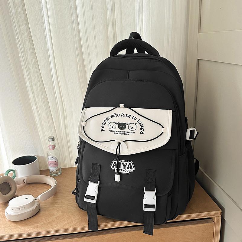 Милый рюкзак большой вместимости с принтом медведя и букв для повседневного использования