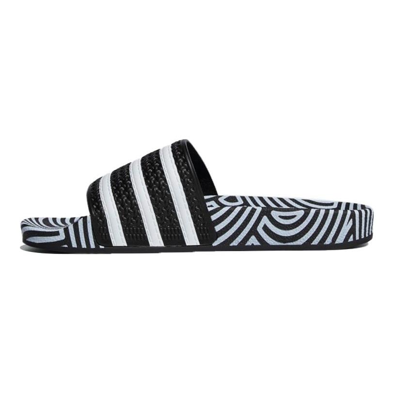 Hirocoledge x adidas Шлепанцы Adilette Takahashi Hiroko - Черно-белые Унисекс Кроссовки Основной черный Облачно-белый Синяя птица FY1592