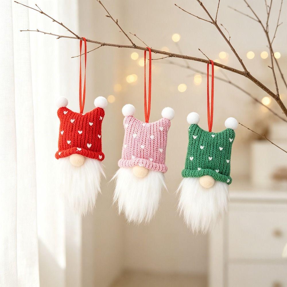 Nordic Style Knitted Doll Pendant Red Grey Xmas Tree Hanging Christmas Decoration Christmas Party