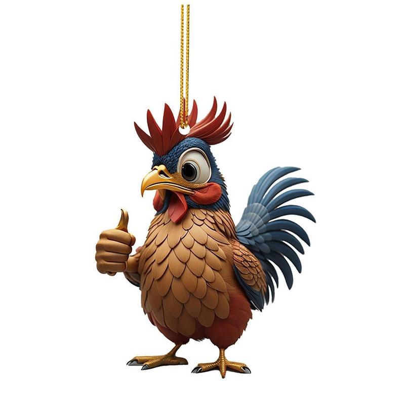 Милая мультяшная курица Акриловая подвеска в машину Украшение на елку Домашний декор