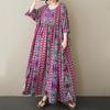 Short Sleeve Plus Size Cotton Vintage Floral New In Dresses for Women Casual Loose Long Summer Dress