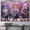 Anime Band Girls Tapestry Wall Hanging Sunset City Crosswalk Guitar Cases Aesthetic Wall Art Dorm Bedroom Decor