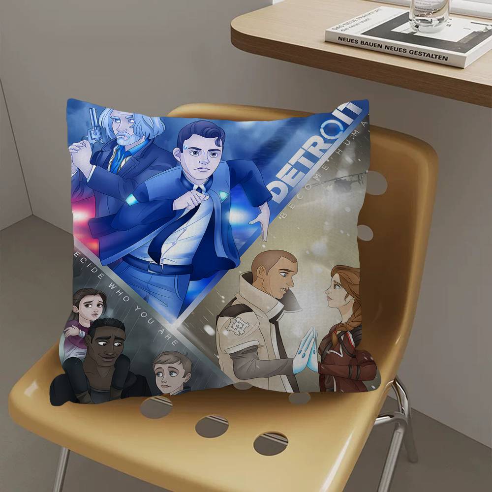 Чехлы на подушки Detroit Become Human Мультяшные Декоративные для дивана Домашние Двусторонние Короткий плюш Милые Чехлы на подушки