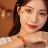 Stretchy Pumpkin Beads Bracelet Wooden Wood Wristband Spooky Charm Halloween Bracelet  Cosplay