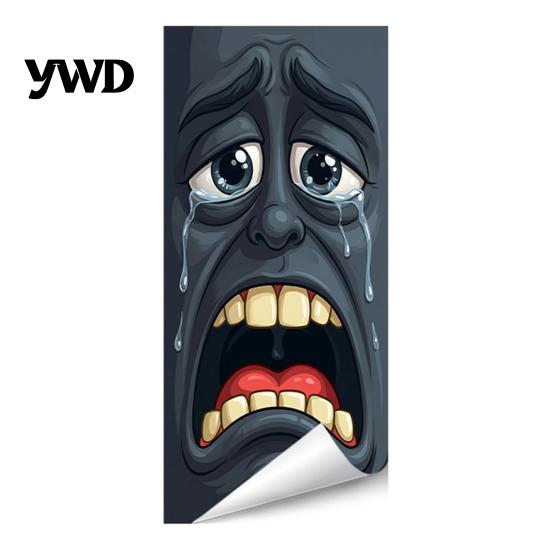 Cute Big Eye Trash Can Faces Funny Cartoon Sticker, Expression Decorative Removable PVC Stickers for Recycling Bins Adhesive Label, Waterproof
