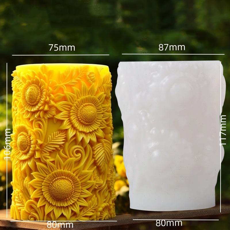 Flower Cylindrical Candle Mold Lavender Tulip Sunflower Lily Silicone Mold Candle Making Tools DIY Gypsum Aromatherapy Molds