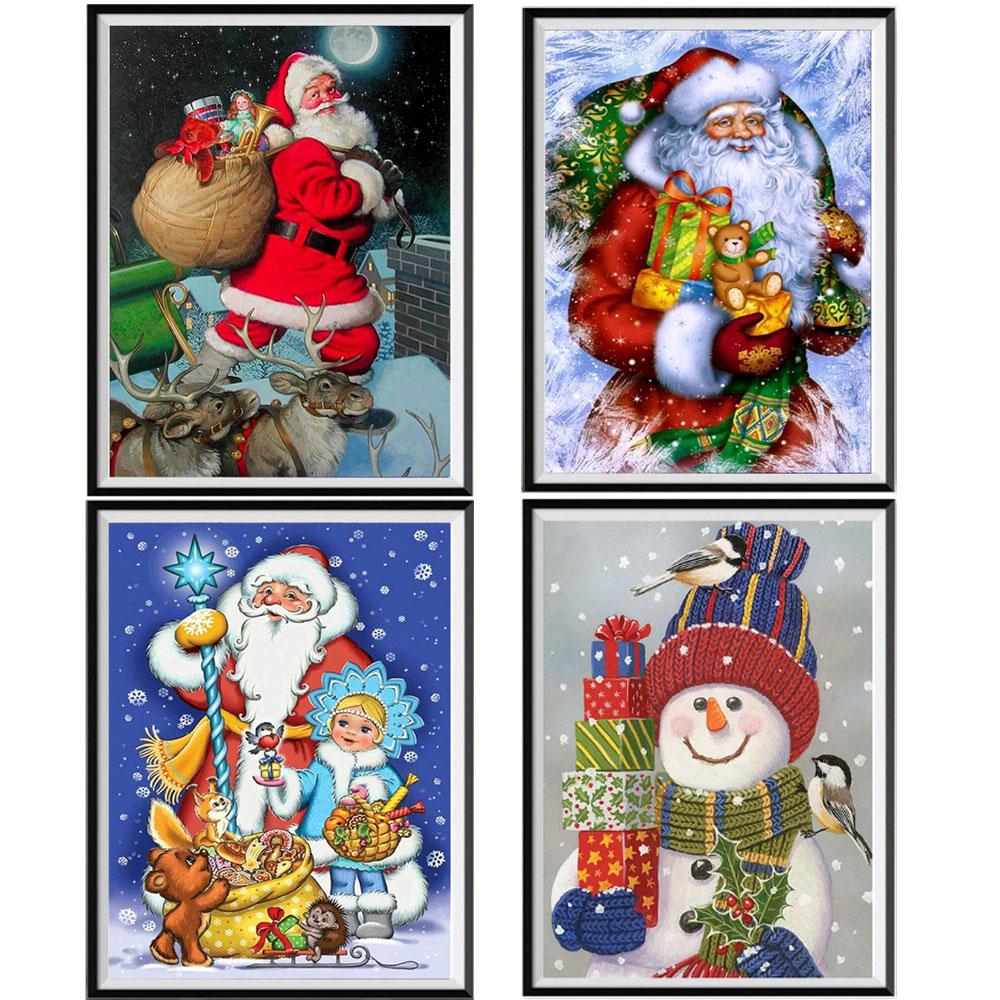 5D Diamond Painting Full Diamond Santa Round Diamond Mosaic Pattern Home Decoration Diy Handmade