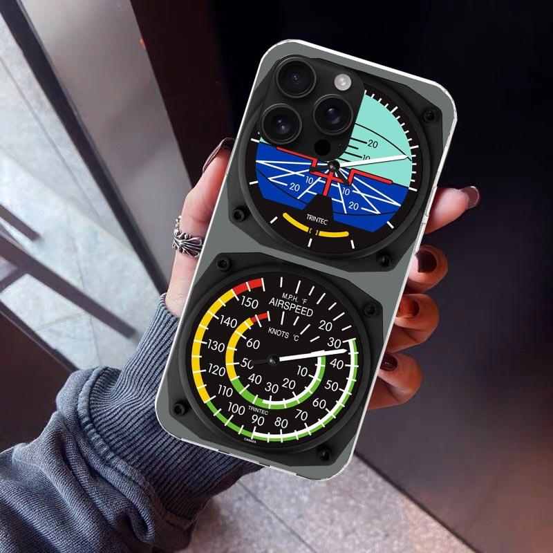 Aviation Aeroplane Helicopter Cockpit Instrument Phone Case For iPhone 17 Air 16 15 Pro Max 14 Plus 13 Mini 12 11 Cover 7 8 SE S