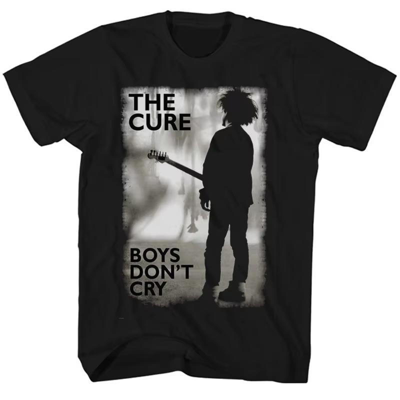 Hot The Cure Rock Band Boys Dont Cry Unisexs American Casual Shortsleeved Tshirt Oversized Unisex Cotton Y2k Short Sleeves Soft