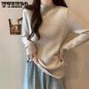 Women's Semi High Neck Sweater with Plush Insulation for Autumn and Winter Plush Pullover Sweater