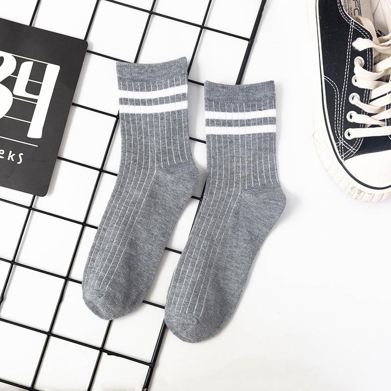 Полосатые коммерческие мужские носки с параллельными брусьями, модные средние носки-трубочки, 1 пара спортивных хлопковых носков для мальчиков