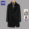 Men's Double-breasted Wool Blend Overcoat with Detachable Goose Down Liner