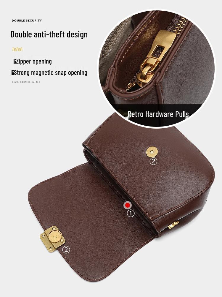 2025 Новая женская универсальная сумка кроссбоди из натуральной кожи - Модная сумка под мышкой из коровьей кожи растительного дубления для мам