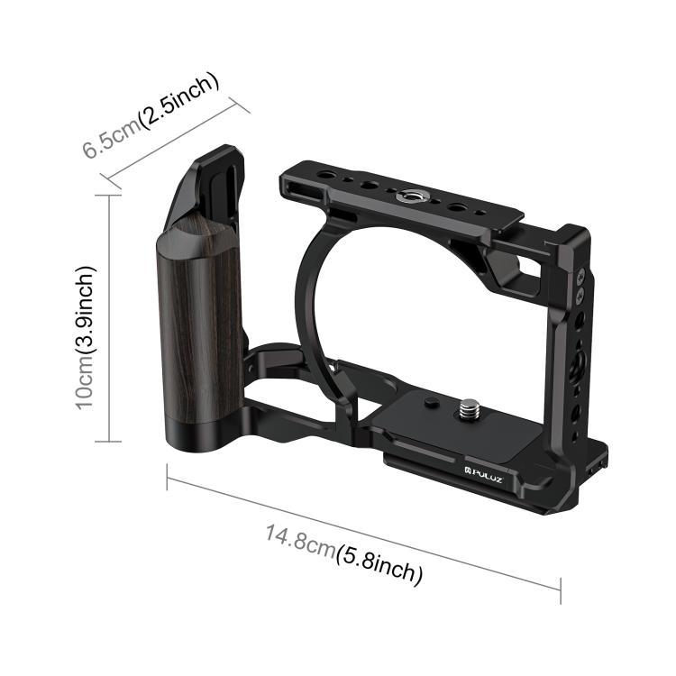 For Nikon ZR PULUZ Wood Handle Metal Camera Cage Expansion Frame (Black)