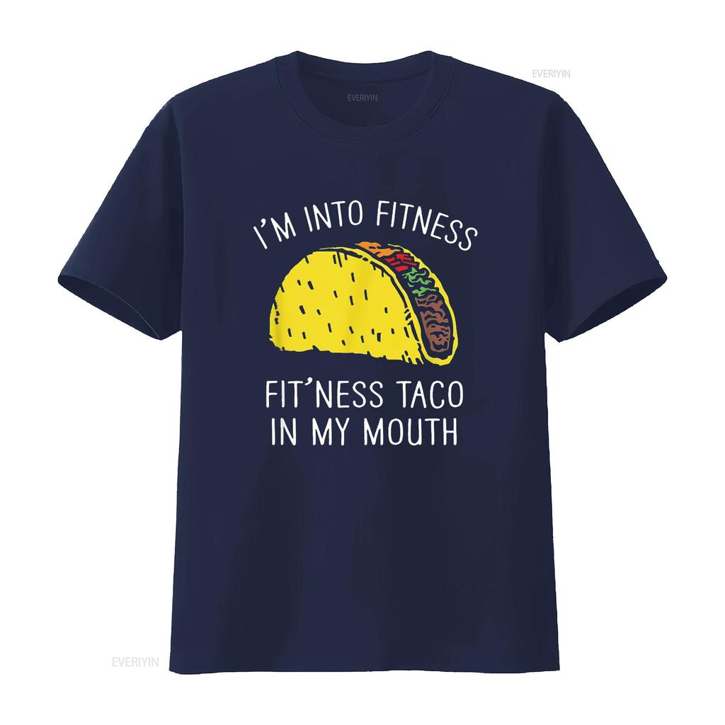 I m Into Fitness Taco in My Mouth Funny P T Shirt for Women Cool and Stylish Fashion Statement vintage Washed Breathable