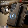 Magsafe Magnetic Flip Leather Phone Case for Samsung Galaxy S25 Ultra S25 Edge S24 FE S24 Plus Wireless Charging Wallet Card Back Cover Etui
