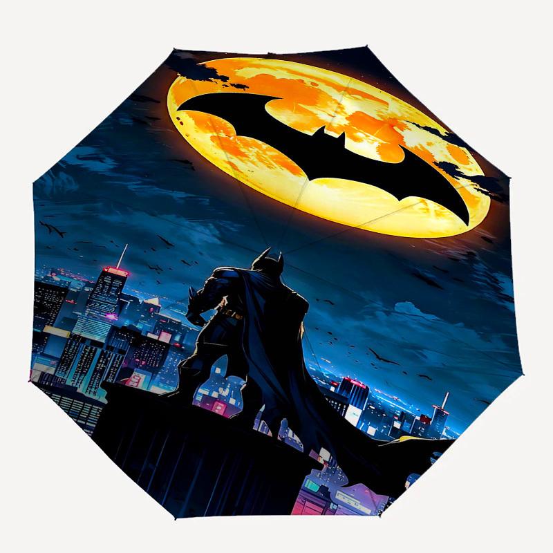1pc Batman's handsome back Automatic Folding Umbrella - Compact 8-Rib Design, Durable Plastic & Iron1221L