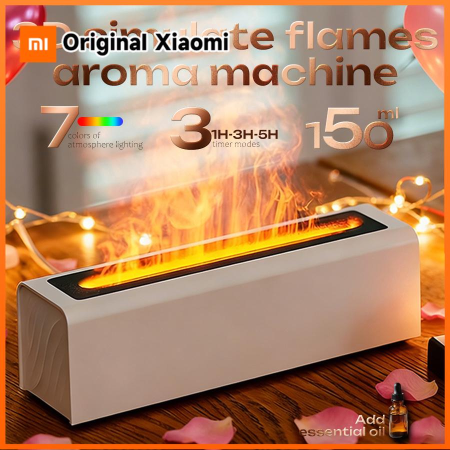 Xiaomi Новый аромадиффузор и увлажнитель воздуха «Пламя», 7 цветовых световых эффектов, 3 настройки таймера, Идеально подходит для офиса, дома, диффузор эфирных масел