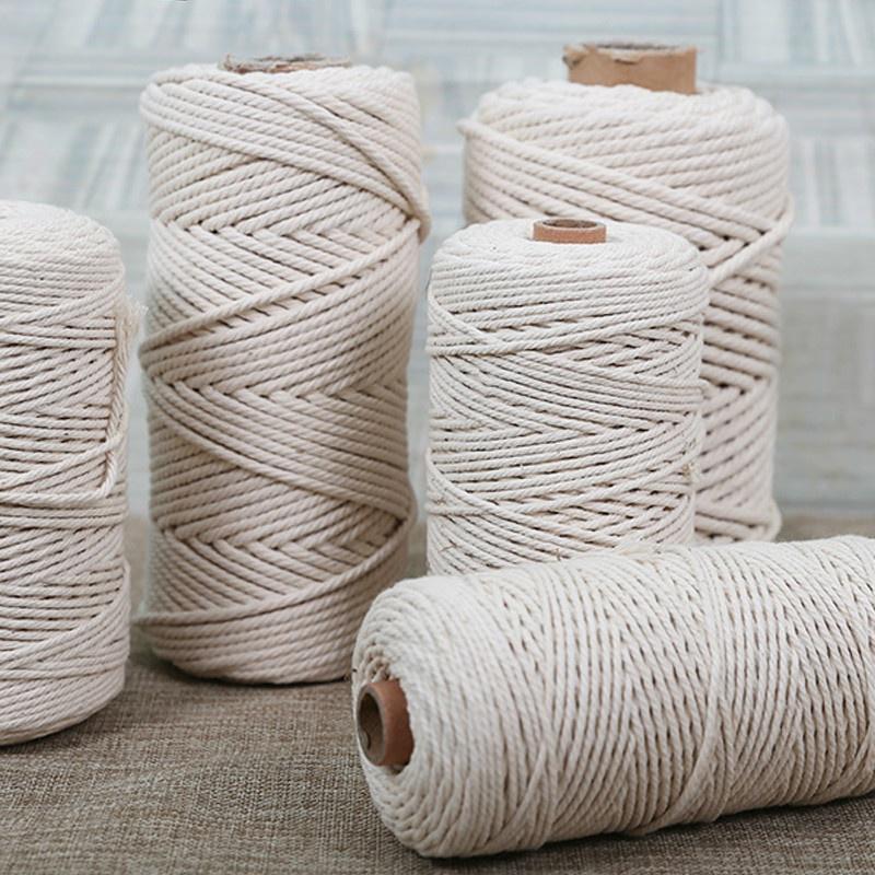 100/200 м 3 мм натуральный бежевый хлопковый витой шнур ремесленная веревка для макраме DIY ремесло